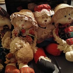 House Of Lloyd Porcelain Cloth Christmas Rabbit Dolls