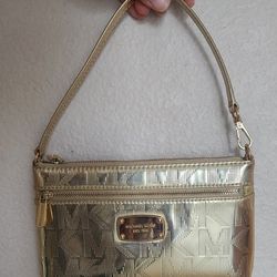 michael kors large zip clutch wristlet Rose Gold