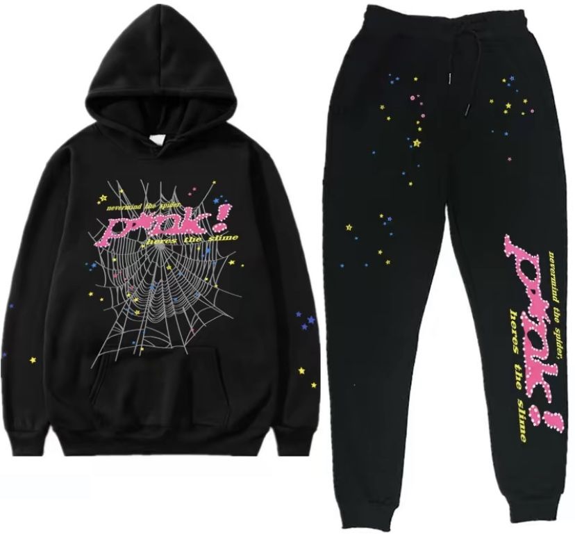 Unisex S5ider Hoodie Y2K Cobweb Graphic Sweatshirt With Sweatpants-two Piece Set