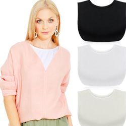 3 Pieces Fake Collars for Women Modesty Panels Crew Collar Neckline Cleavage Cover for Women Under Blouses Favors