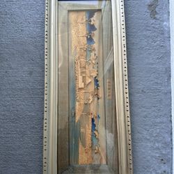 Vintage Chinese 3-D Cork Diorama Picture 27” X 11”
