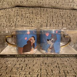 DISNEY Lady and the Tramp Ceramic Mug Set (2) Heart Handle 14 oz  Collectible for Sale in Edwardsville, IL - OfferUp