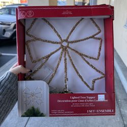 Brand New Gold Bow Tree Topper