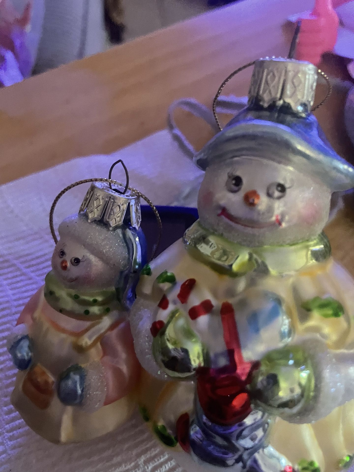 snowman Ornament Set Of Two.$3. No Chip No Cracks.
