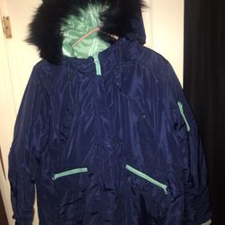 Womens Jacket XL Detachable Furry Hood