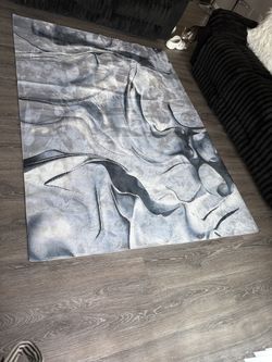 5ft 3 in Grey,white,and black rug