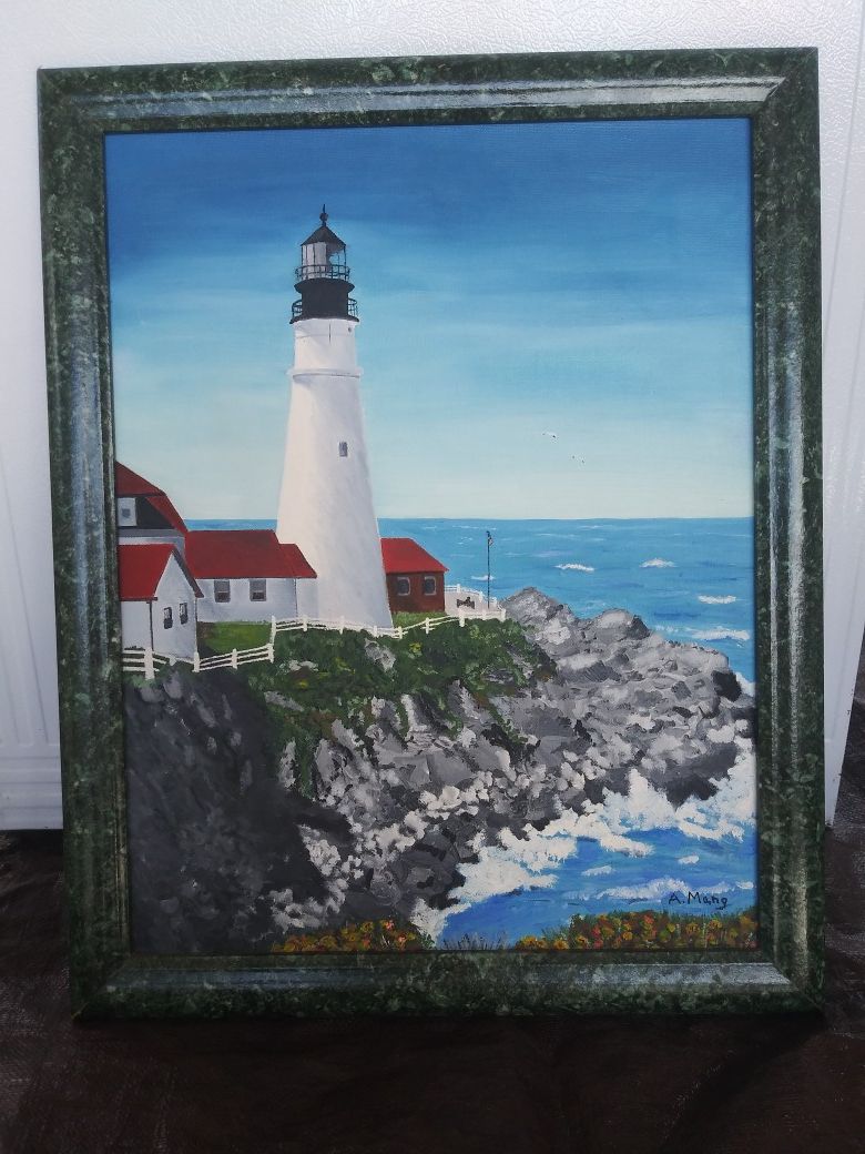 A. Mang portland lighthouse painting