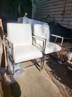 Set of 2 Mid Century Style PU Leather Dinning Chairs