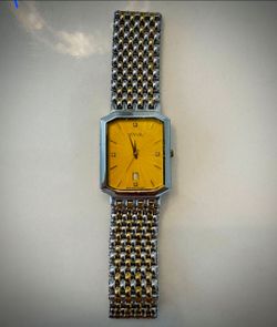 Vintage Jovial Swiss Watch – Gold Dial, Date Window, Two-Tone Bracelet