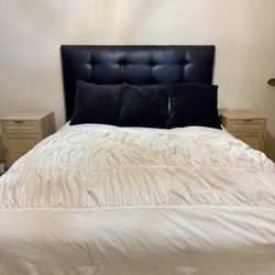 Black Leather Queen Bed Frame 