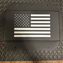 Spare Tire Delete License Plate Relocation Kit with LED Plate Illuminate Light & LED Third Brake Light Compatible with 2007-2018 Jeep Wrangler JK/JKU