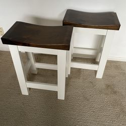Solid Wood Counter Height Bar Stools Set of 2 Farmhouse Modern 24"