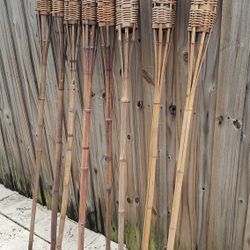  Tiki Torches 8. And 5 With Cans. Fall Cleanout Shed