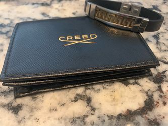 Authentic Creed Leather Wallet Card Holder with Men’s Bracelet