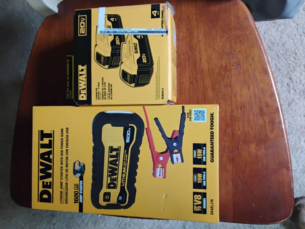 DeWalt 20v BATTERY-2 PACK DeWalt JUMP STARTER WITH USB POWER BANK
