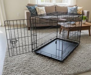 30x19x21in Black Metal Single Door Dog Cage Animal Containment Crate! Good Condition! Great for Dogs 26-40lb