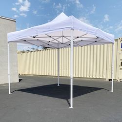 Brand New $110 Heavy-Duty 10x10 FT Outdoor Ez Pop Up Canopy Party Tent Instant Shades w/ Carry Bag (White/Blue) 