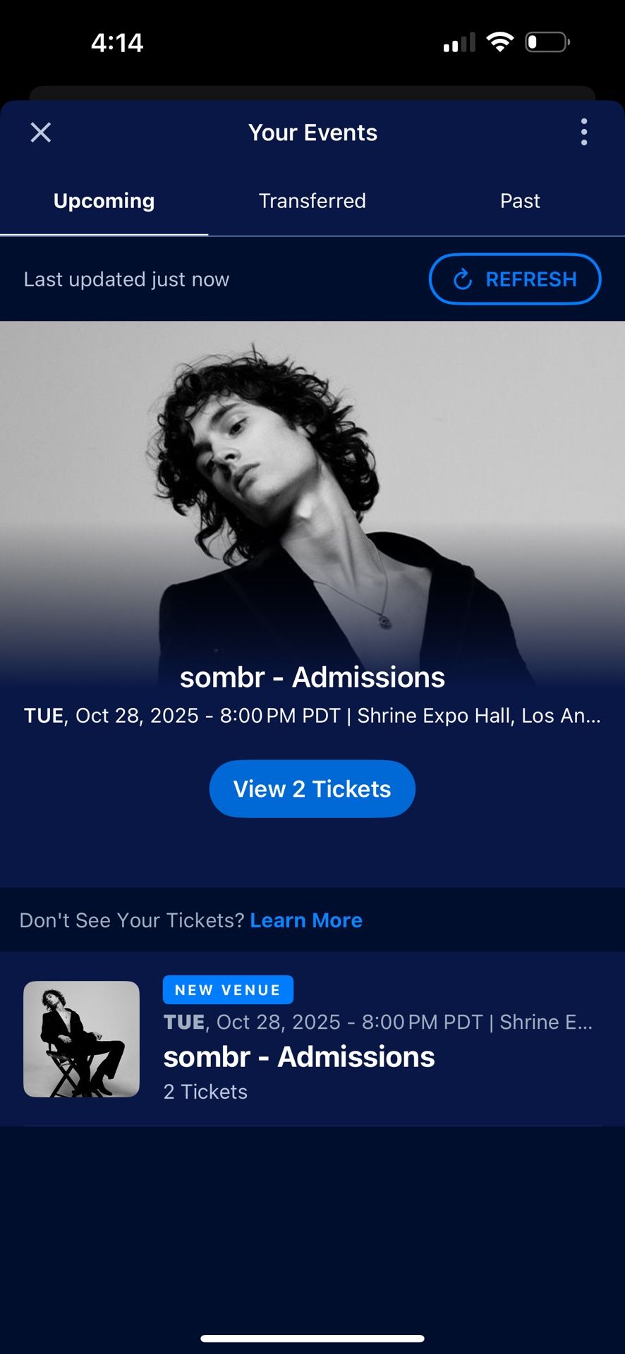 Sombr 2 Tickets For Tonight Oct 28 At The Shrine 8 Pm