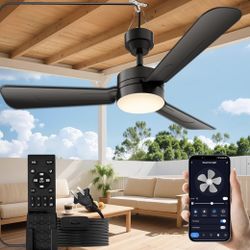 New 36" Plug in Ceiling LED Fan Light,Hanging with Hook,Portable 40W,3000-6500, Remote Control Black