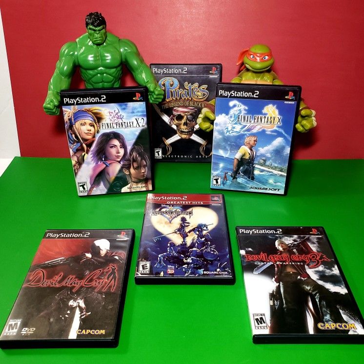PS2 6x Game Bundle - Final Fantasy - Devil May Cry - Pirates - Kingdom Hearts