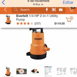 EVERBILT 2-1 UTILITY PUMP BRAND NEW