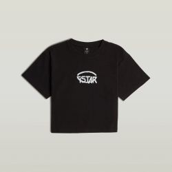 G Star NWT Cropped Logo Relaxed Black Tee Tshirt Black XL MSRP $60