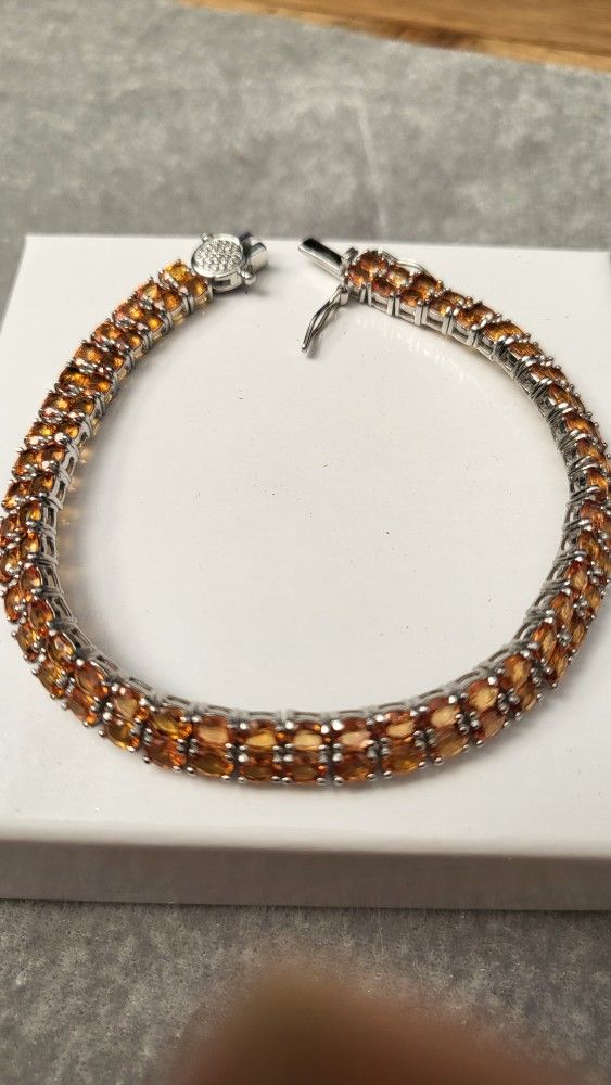 Genuine  Orange Sapphire Bracelet 