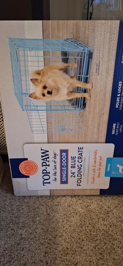 Top Paw 24" Blue Single-Door Folding Dog Crate