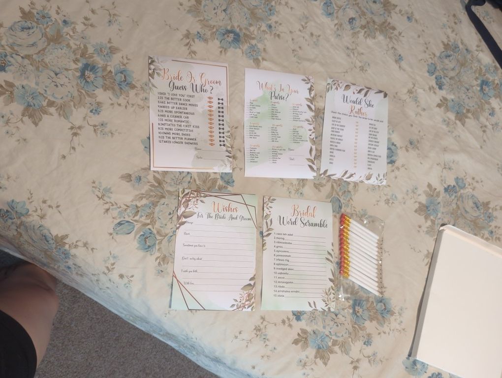 Bridal Shower Party Game Set - If The Post Is Up The Item Is Available