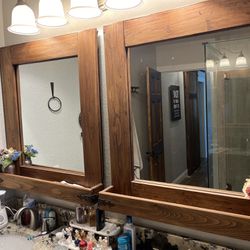 Matching Set Of Vanity Cedar Mirrors 