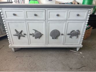 Coastal Montauk 4 Drawer 4 Door Cabinet / Buffet