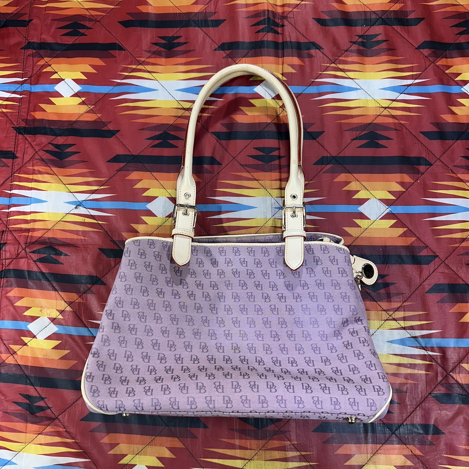 Dooney & Bourke Canvas Medium Purple Monogram Handbag Purse FLAWS