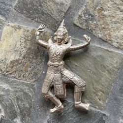 Sterling Silver Vintage Siam Hindu God Pin Brooch