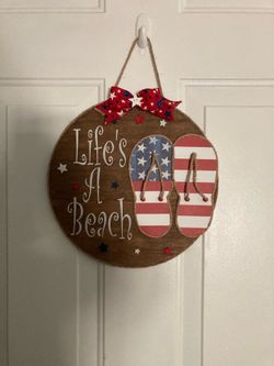 Patriotic flip flop beach sign