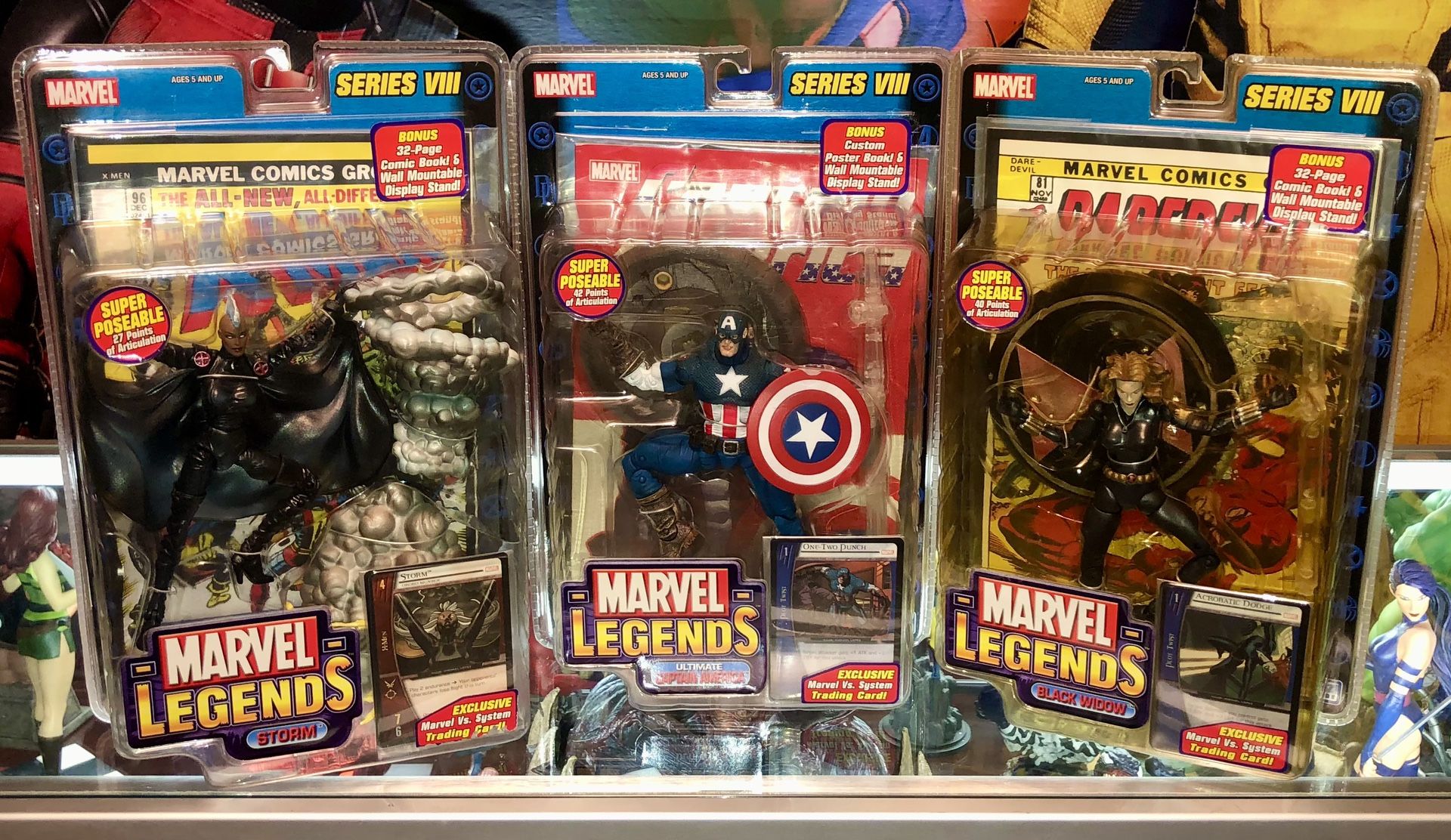Marvel Legends Series 8 VIII Chase X-Men Mohawk Storm Avenger Black Widow 6”+ SP 27+ POA Comic Book & Display Stand NRFP MISP