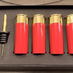 4-Piece Shotgun Shell Shot Glass Set + Gold Bottle Pourer