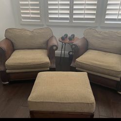 Two Couch Chairs With Ottoman 