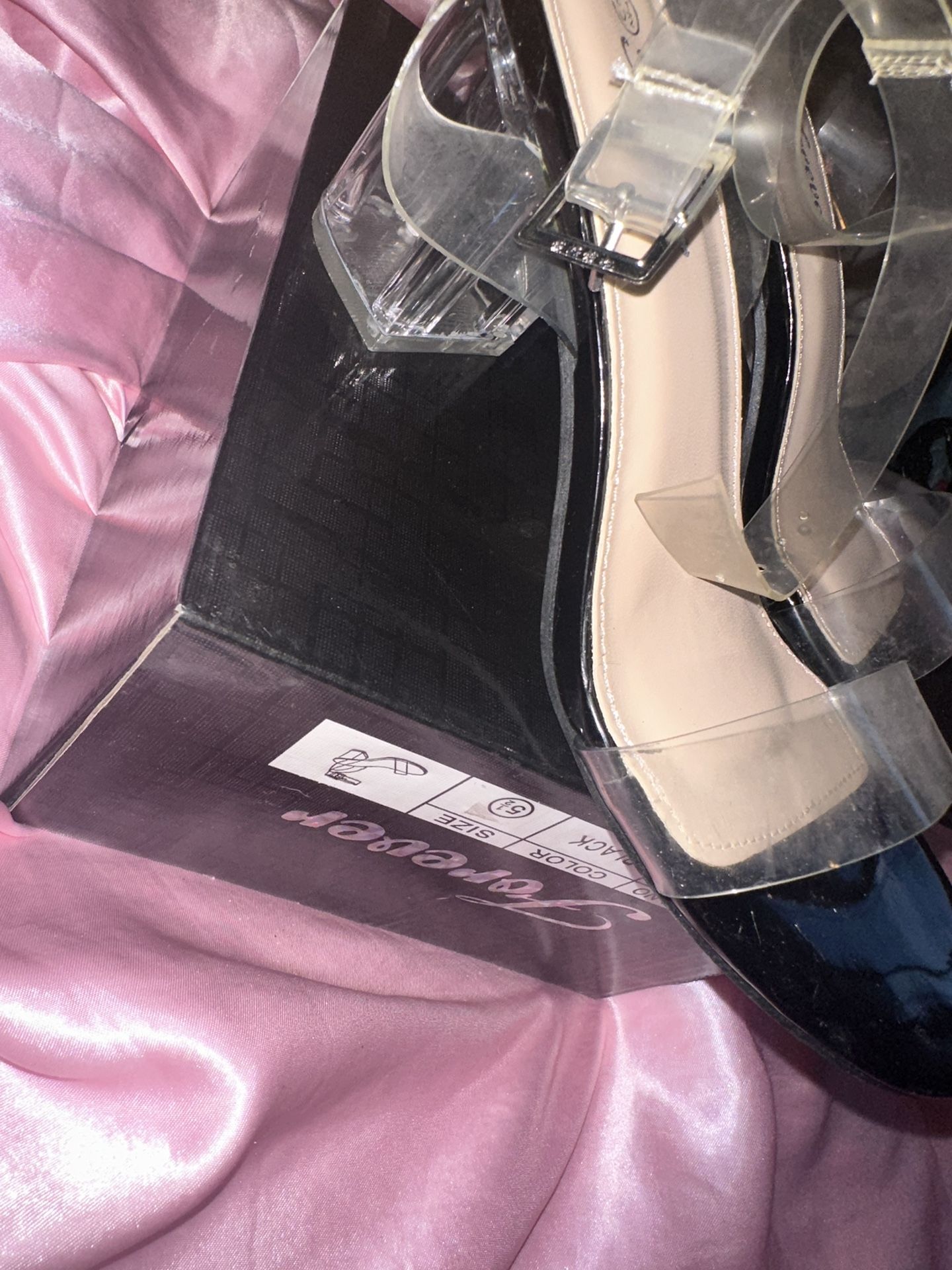 Clear Pink Rhinestone Ankle Heels Size 10 Brand new for Sale in Queen  Creek, AZ - OfferUp