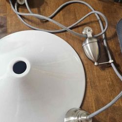 Vintage Light Fixture With Porcelain Shade And Pulley System   