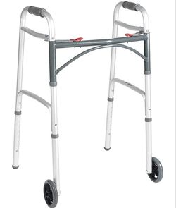 Drive Medical 10210-1 Deluxe 2-Button Folding Walker with WheelsDrive Medical 10210-1 Deluxe 2-Button Folding Walker with Wheels