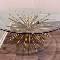 West Elm Starburst Coffee Table With 48” Glass Top, PRICE IS FIRM