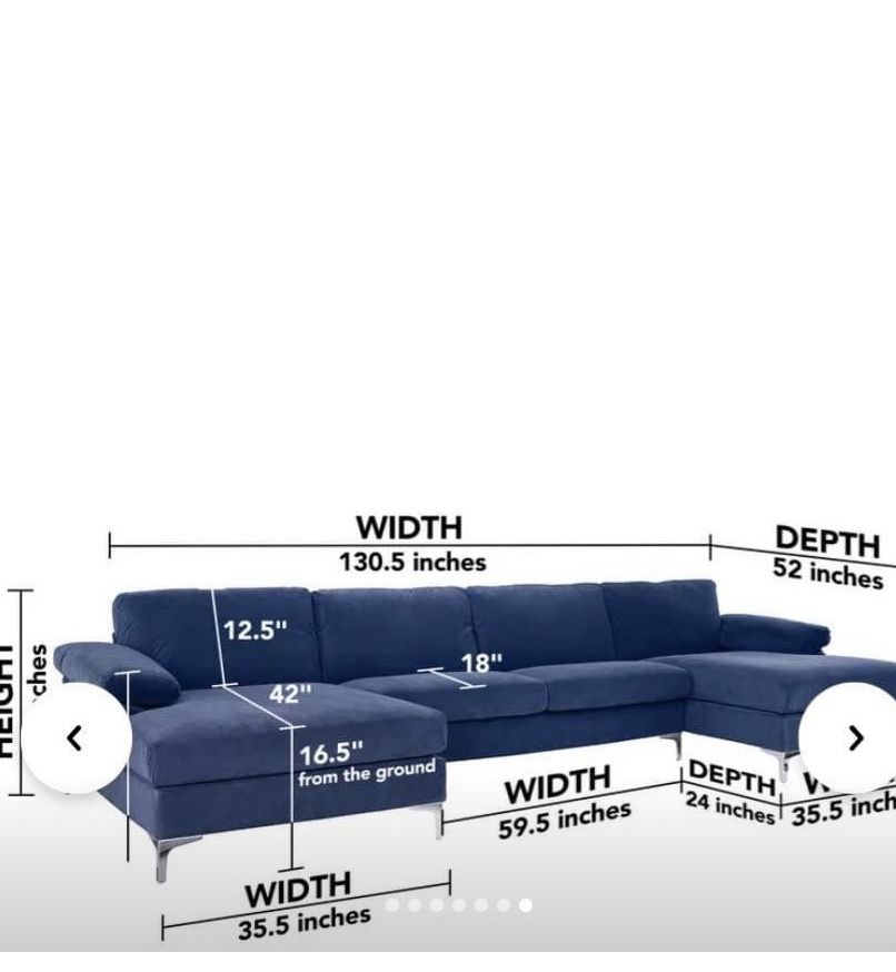 ON HOLD Navy blue double chaise sofa from Amazon