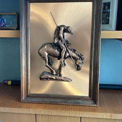 Native American Warrior on Horse – Bronze Back Wall Art