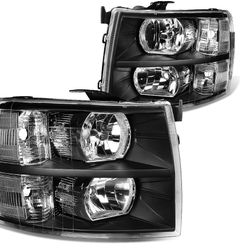 07-13 Chevy Silverado BLACK HOUSING AND CLEAR headlights