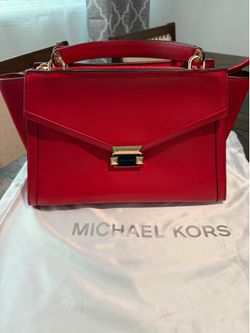 Michael Kors Red Leather Satchel Handbag