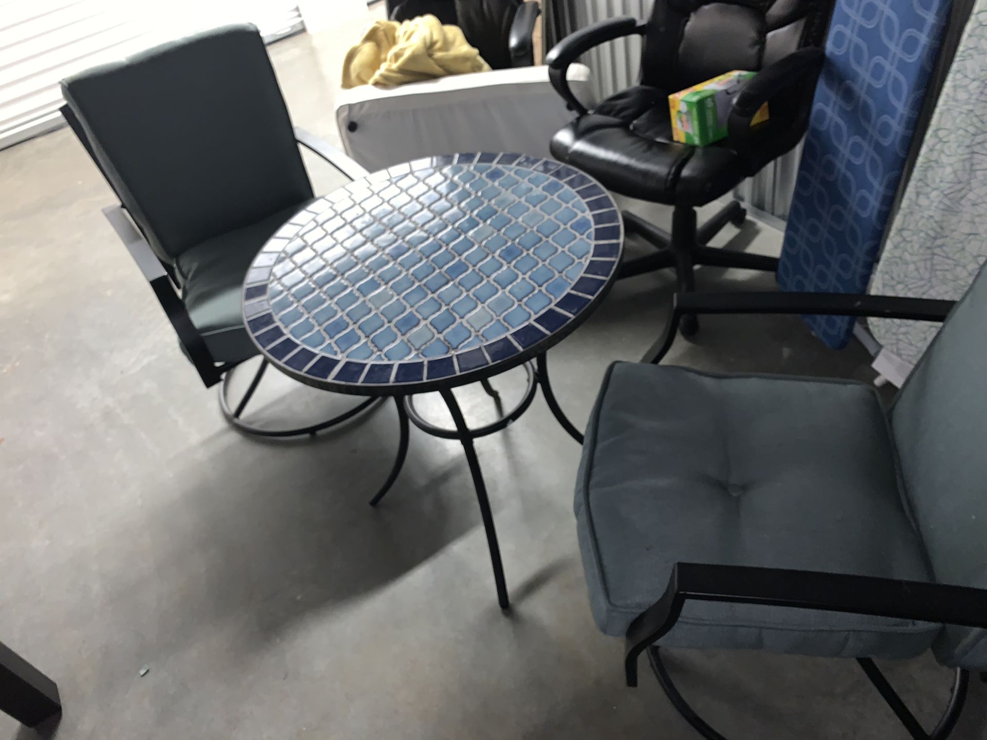 Outdoor patio deck table set with chairs