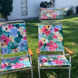 Set Of Colorful Floral Beach Chairs