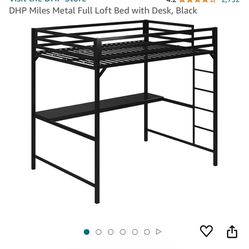Full Size Loft Bed With Desk-black Metal