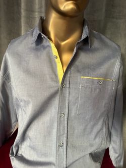 Men's Button-Up Shirt with Yellow Trim
