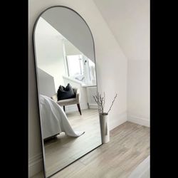 39 X 79 Arch Mirror, Extra Large Black Aluminum Frame